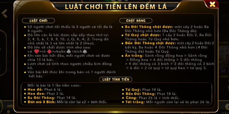 Tiến lên đếm lá và cách chơi hiệu quả cho người mới 2 Luật chơi Tiến lên đếm lá hiển thị đầy đủ và chi tiết