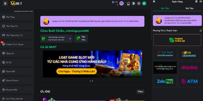 Tài Xỉu 3D V9Bet: Trải nghiệm lắc xúc xắc mãn nhãn 4 V9Bet hỗ trợ nạp tiền chơi tài xỉu 3D qua nhiều phương thức